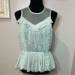 H&M Sheer Ruffle Top - Mint Green